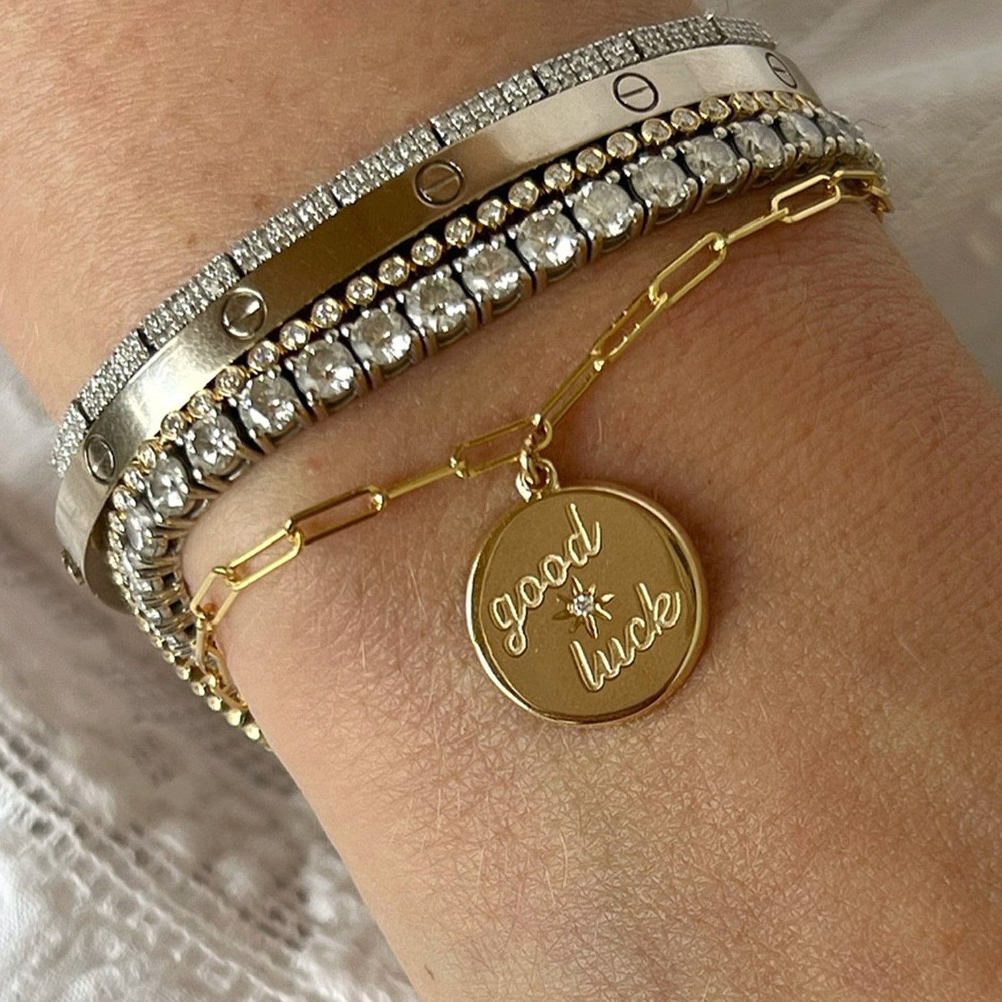 Diamond Good Luck Charm Bracelet