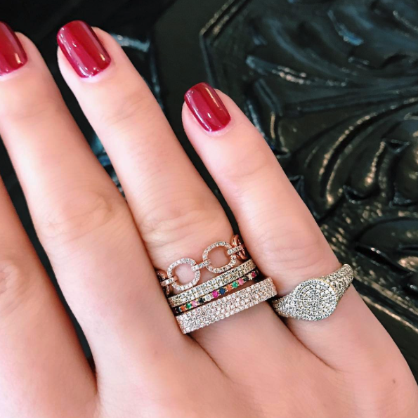 Half Diamond Chain Link Ring
