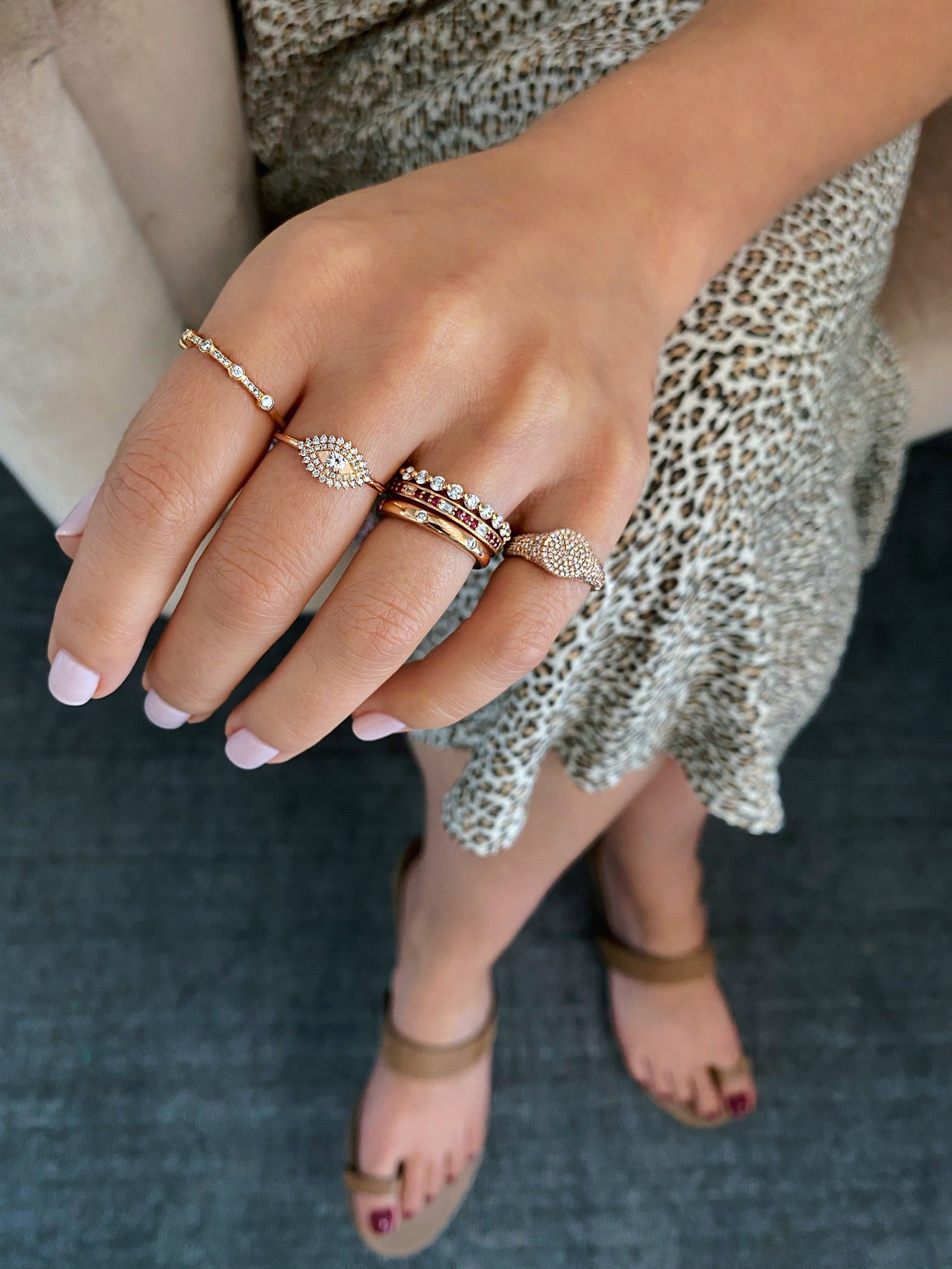 5 Diamond Bezel Stack Ring
