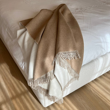 Reversible Cashmere Throw Blanket in Clove and Ivory