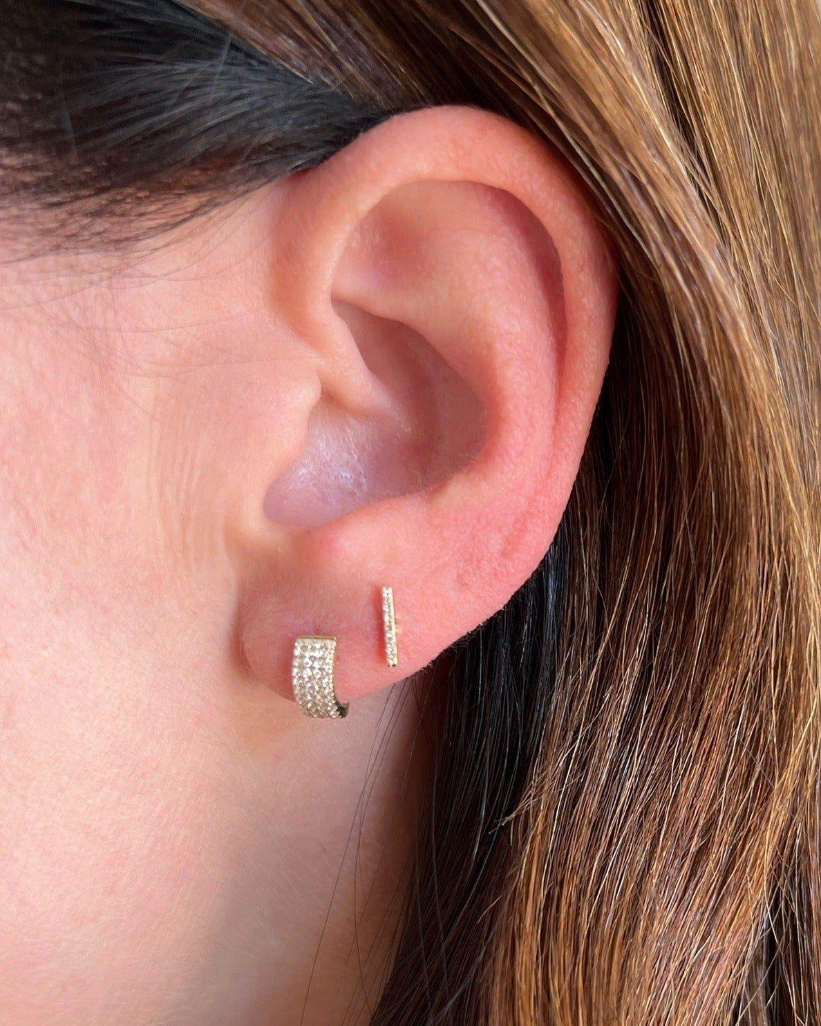 Diamond Bar Stud Earring