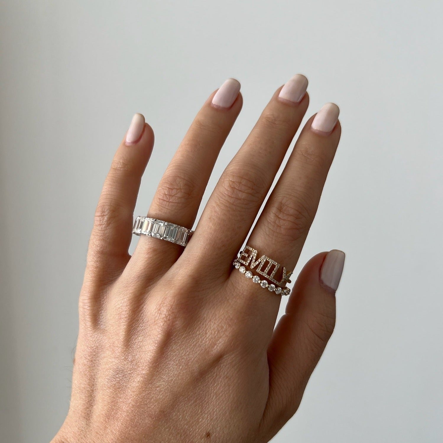 Prong Set Diamond Ring on the hand in yellow gold