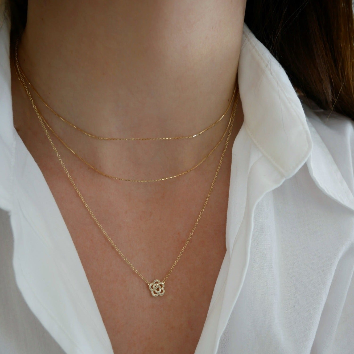 EF Collection Rose Diamond 14K Yellow Gold Pendant Necklace Yellow Gold