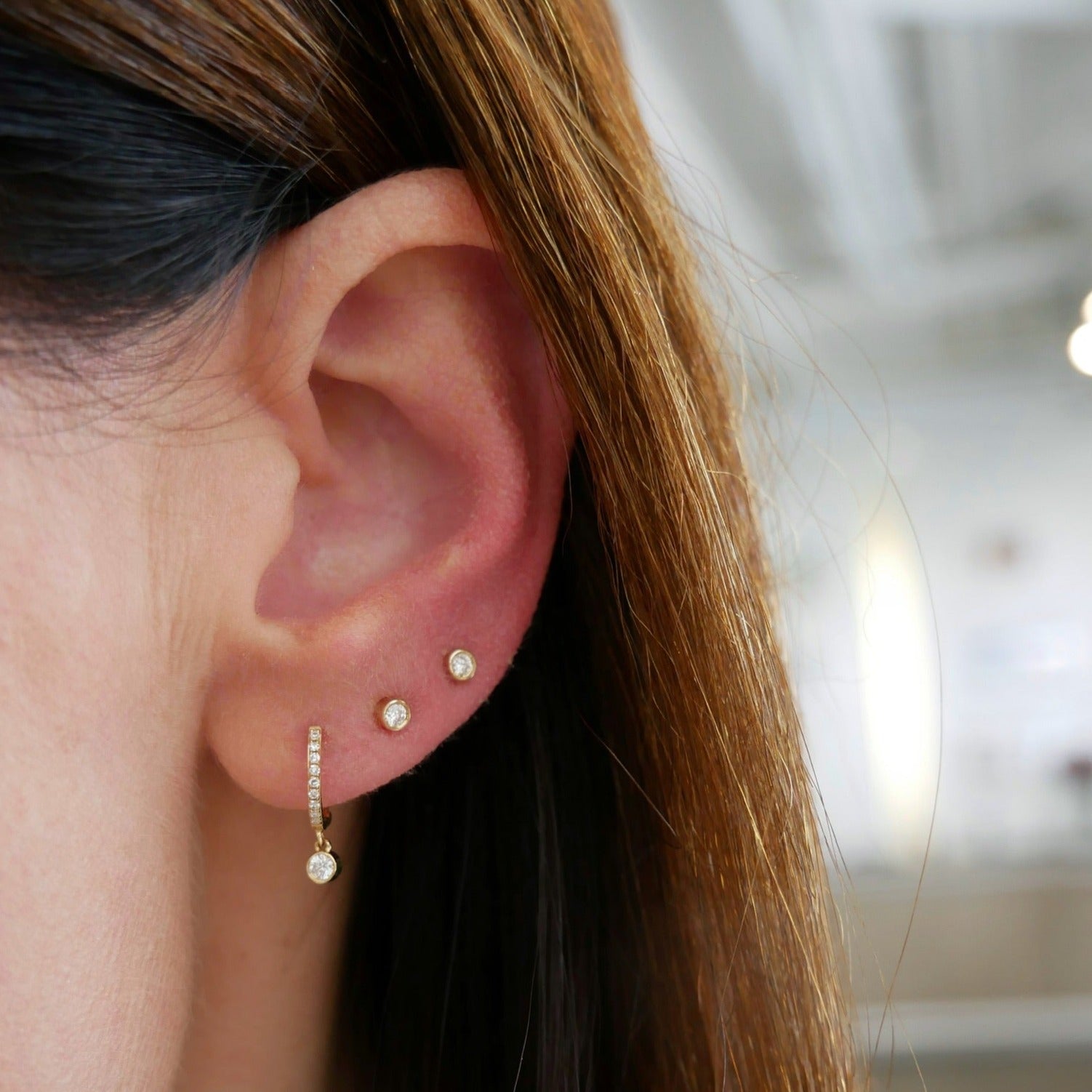 Multi Diamond Chain Stud Earring — EF Collection®