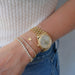 Gold Heart Bolo Bracelet on the wrist 