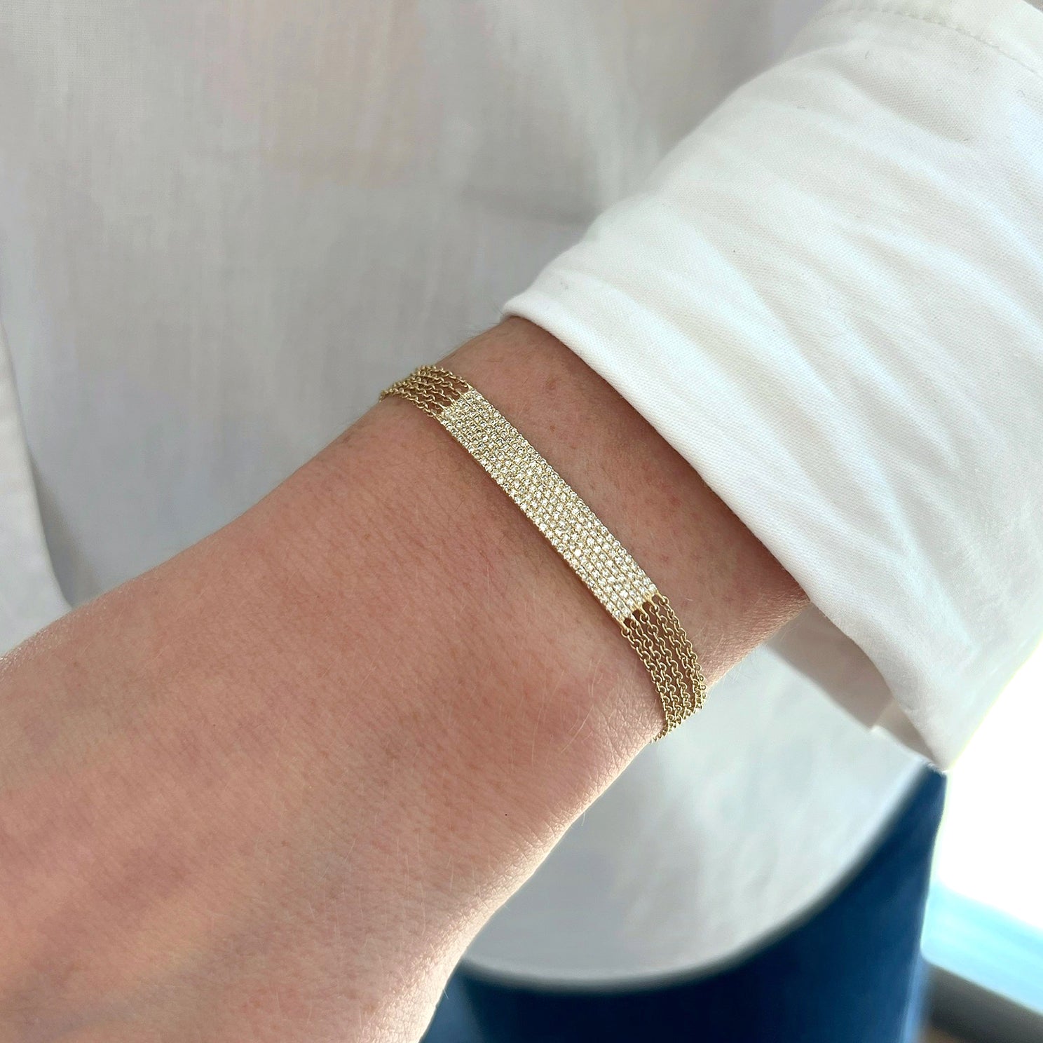 Diamond Jumbo Bar Multi Chain Bracelet