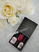 EFC Tempered Glass Nail File with EF Collection box and ORLY nail polish in red, light pink, and metallic