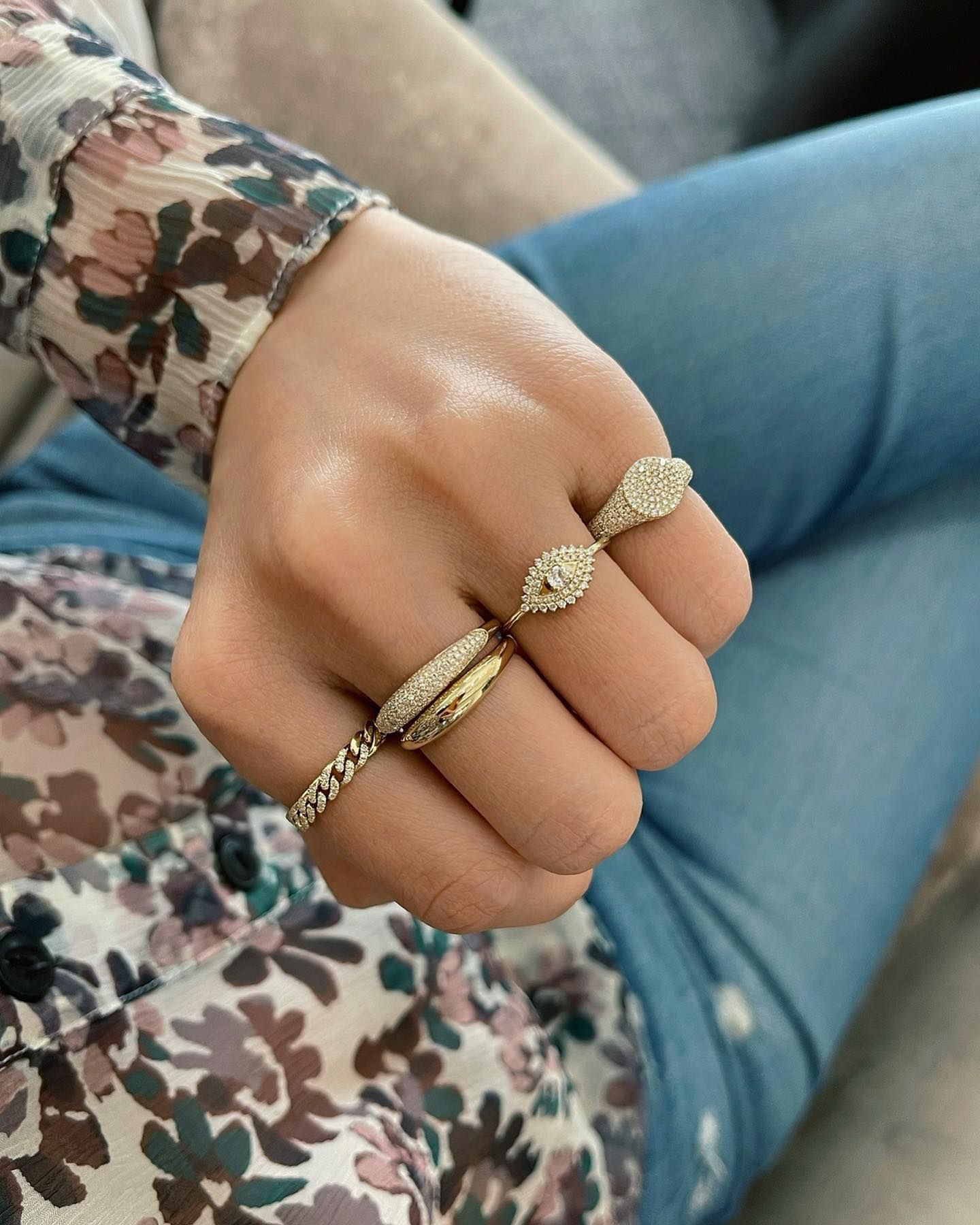 Prong Set Diamond Evil Eye Ring