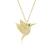 Pavé Diamond Hummingbird Necklace in 14k yellow gold with peridot birthstone eye