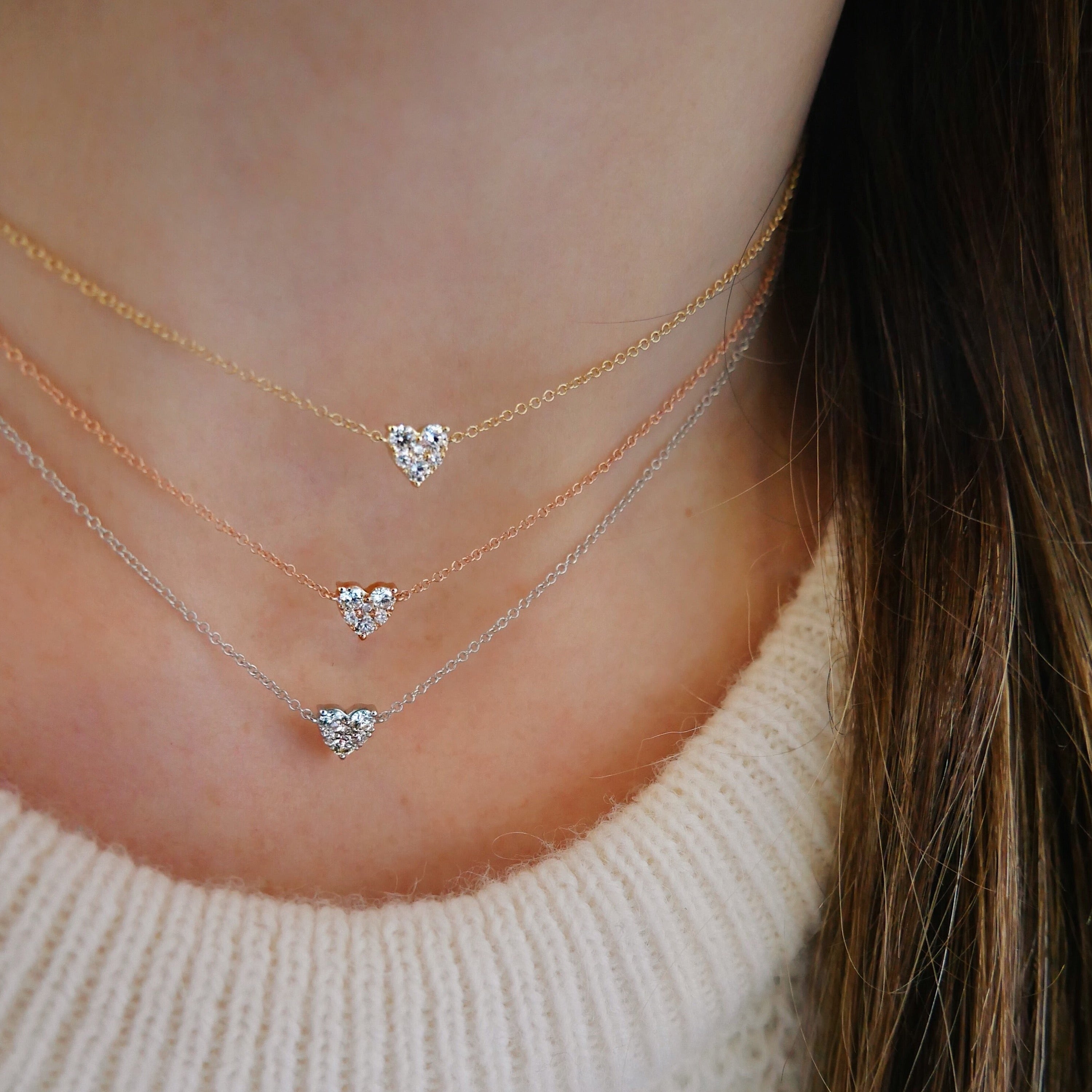 Full Cut Diamond Heart Choker Necklace