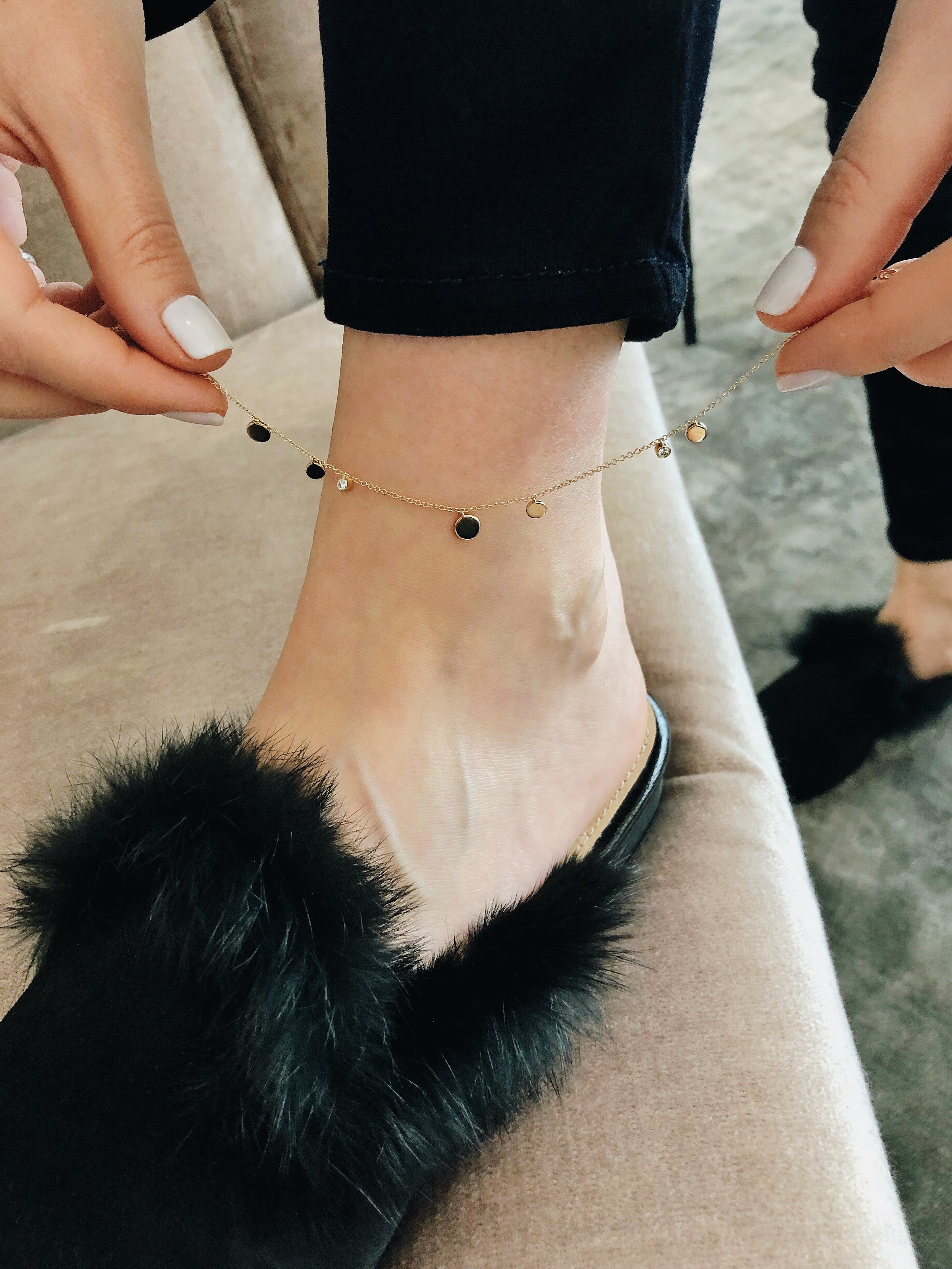 Gold & Diamond Confetti Anklet