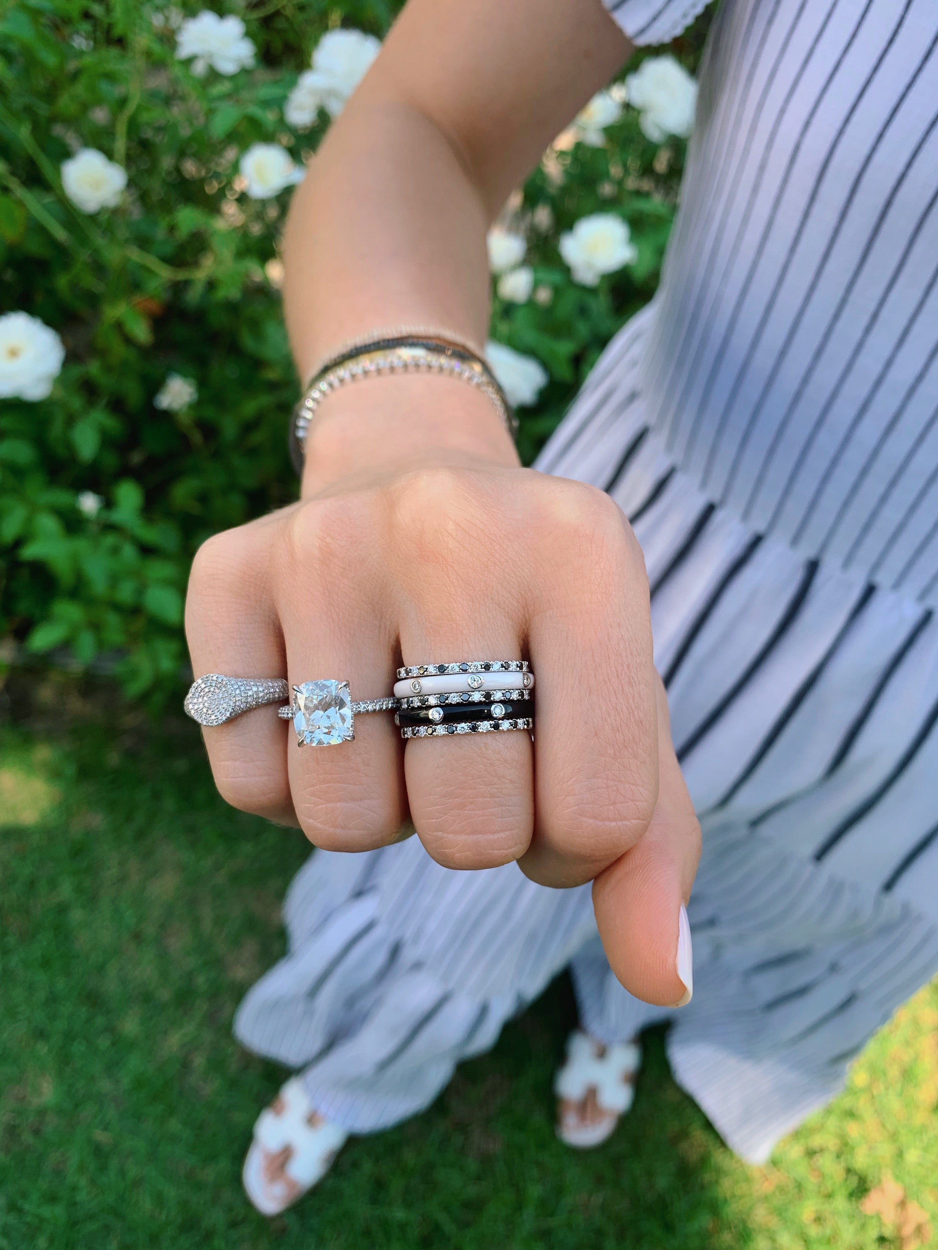 Diamond & Black Diamond Dot Eternity Band Ring