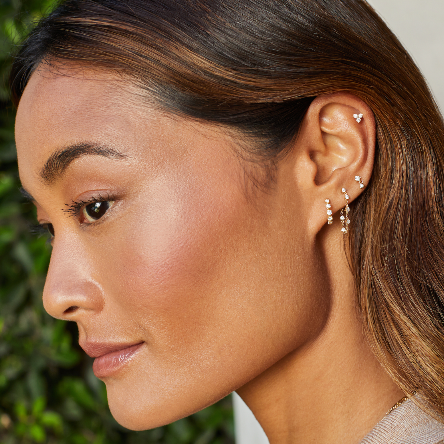 Prong Set Diamond Chain Stud Earring