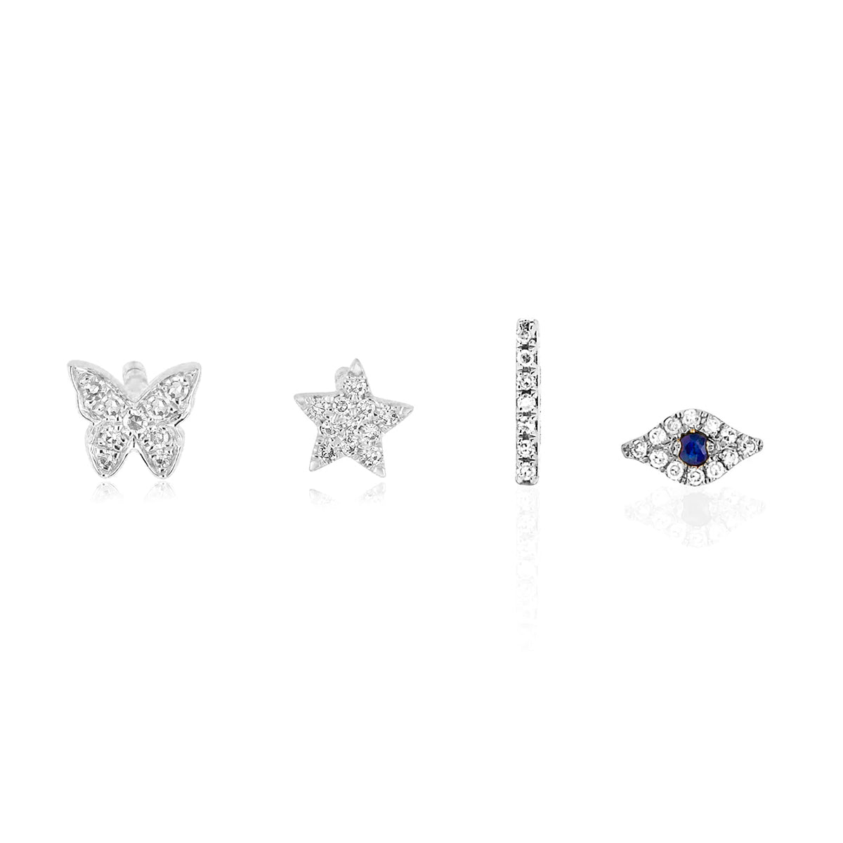 The Single Studs Gift Set in 14k White Gold