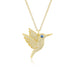 Pavé Diamond Hummingbird Necklace in 14k yellow gold with tanzanite birthstone eye