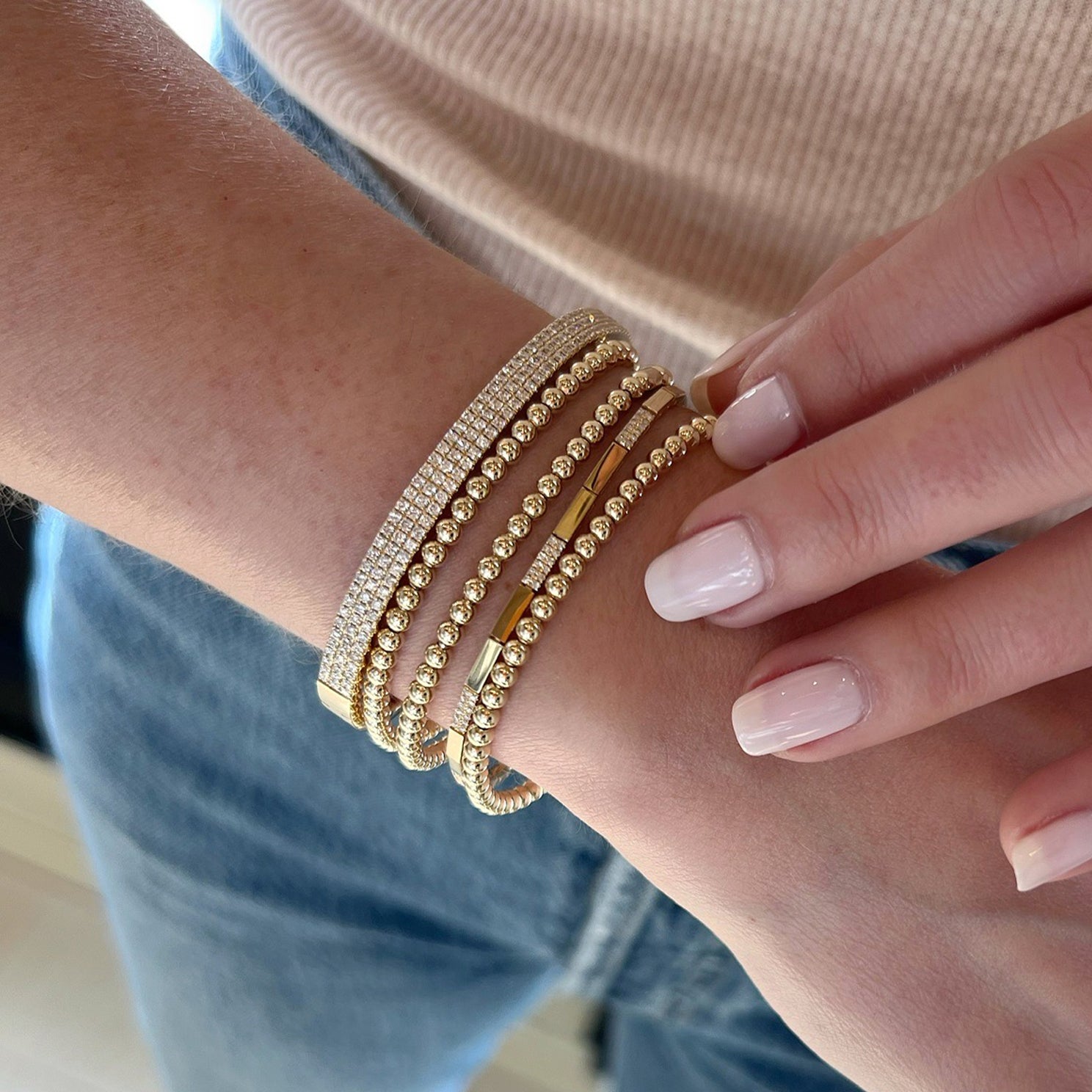 Double Row Diamond & Gold Eternity Bracelet