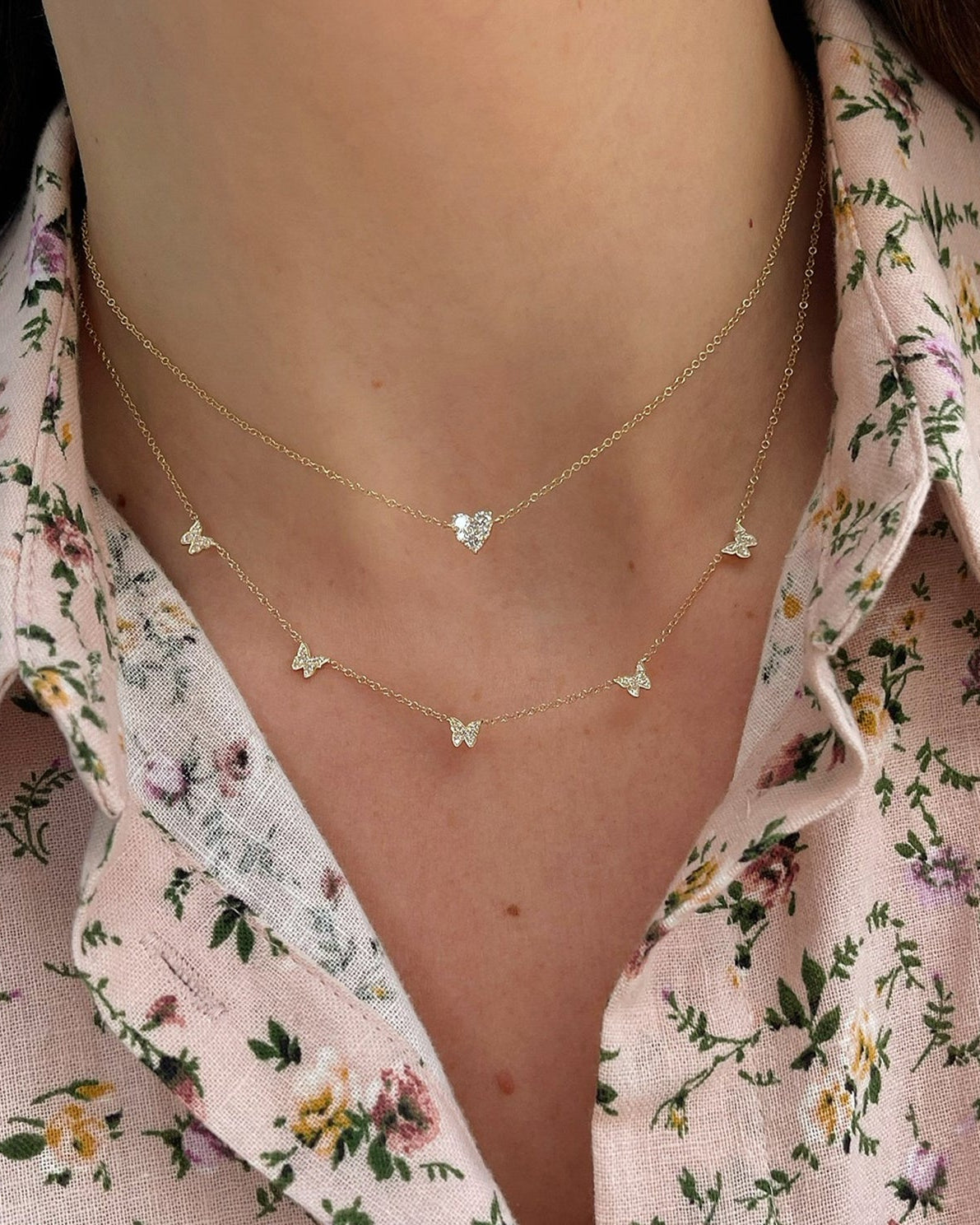 5 Diamond Baby Butterfly Necklace