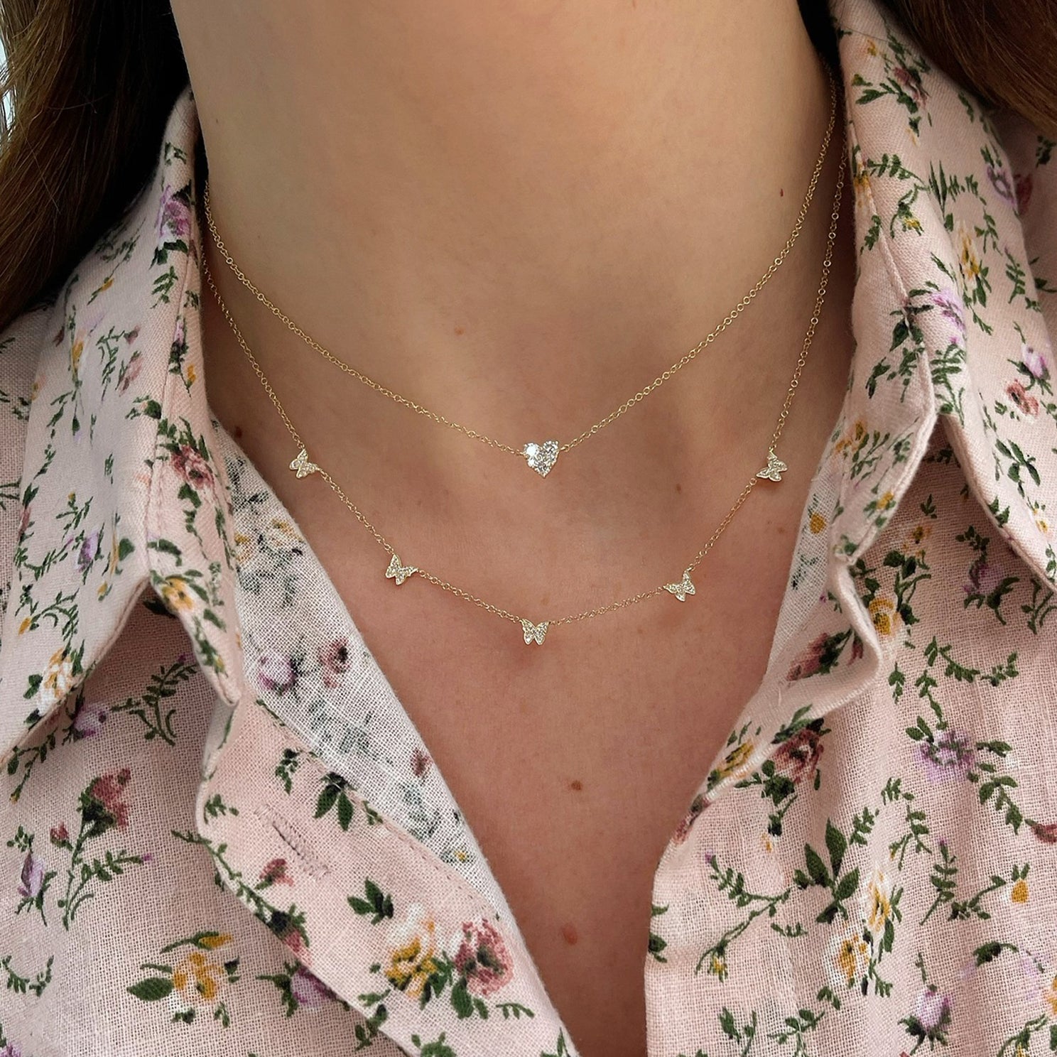 5 Diamond Baby Butterfly Necklace