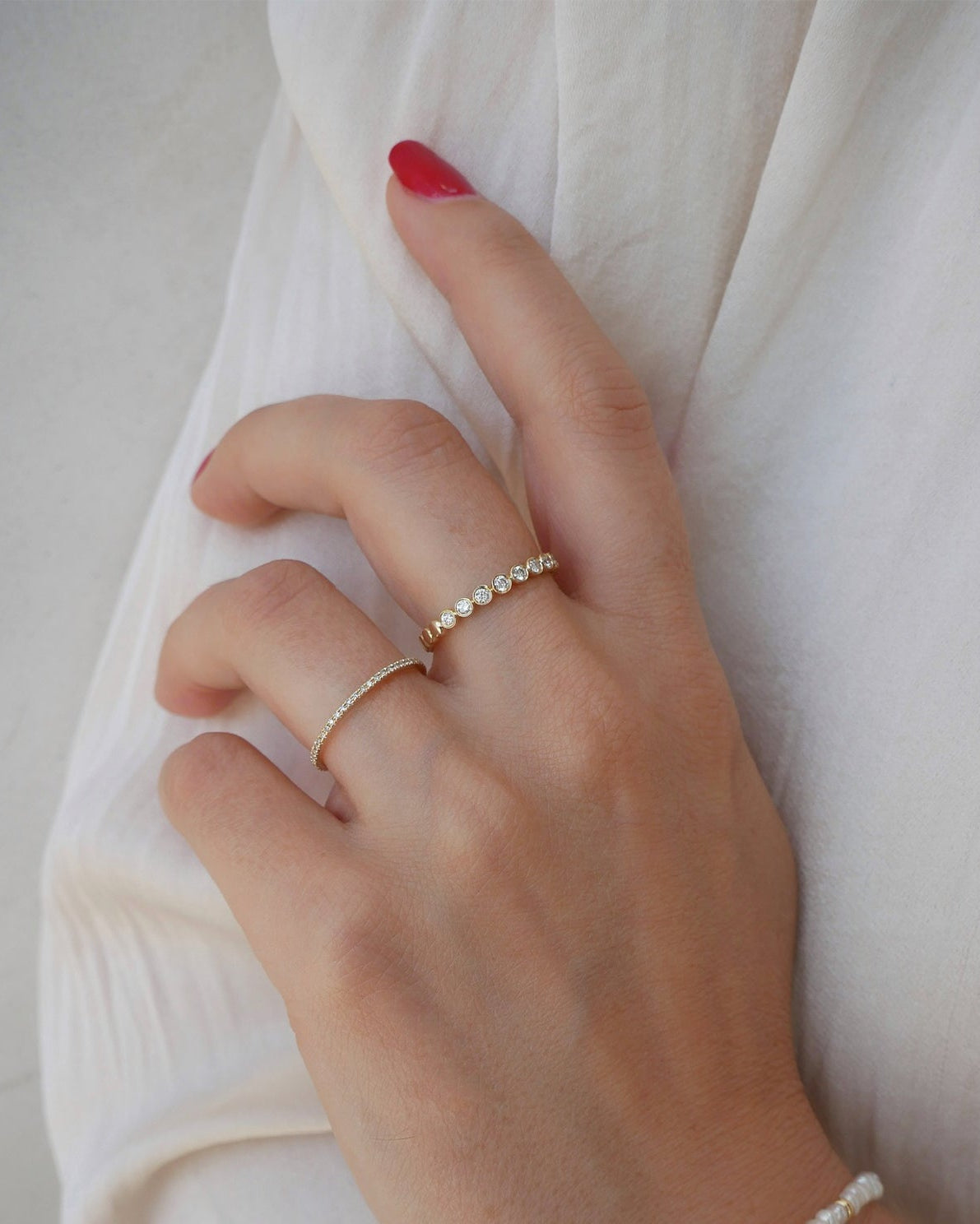 Diamond Bezel Stack Ring