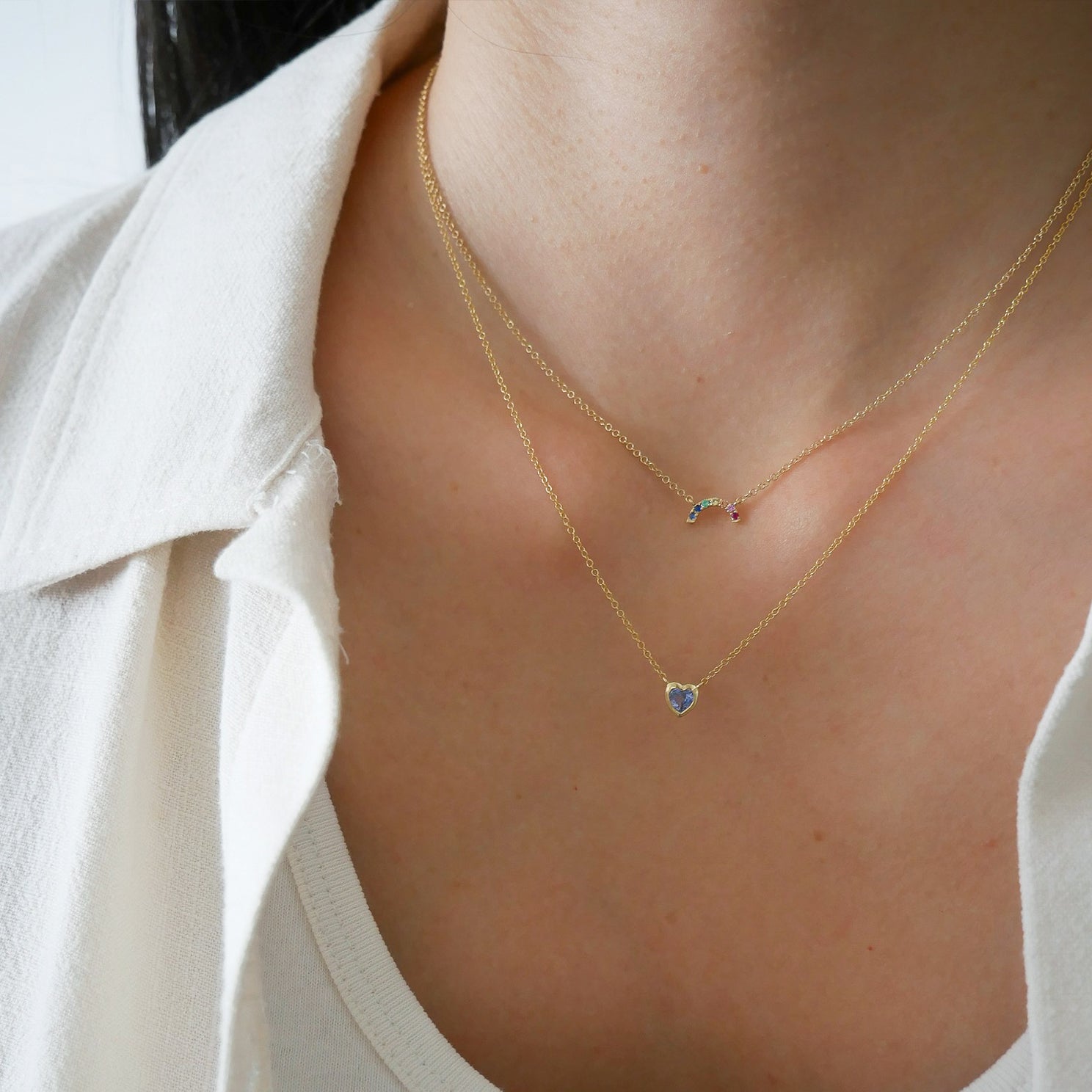 Blue Sapphire Heart Necklace
