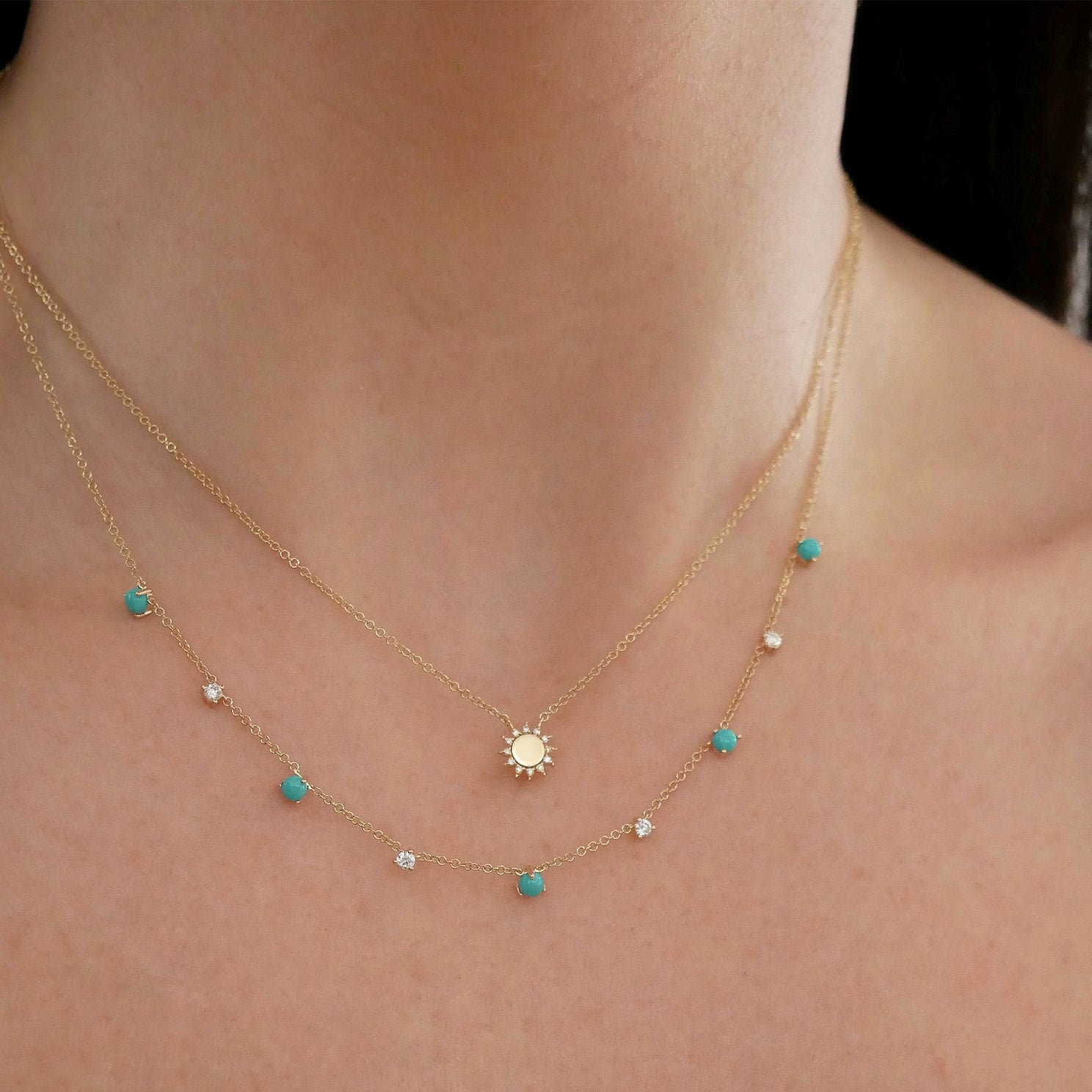 Multi Turquoise & Diamond Necklace