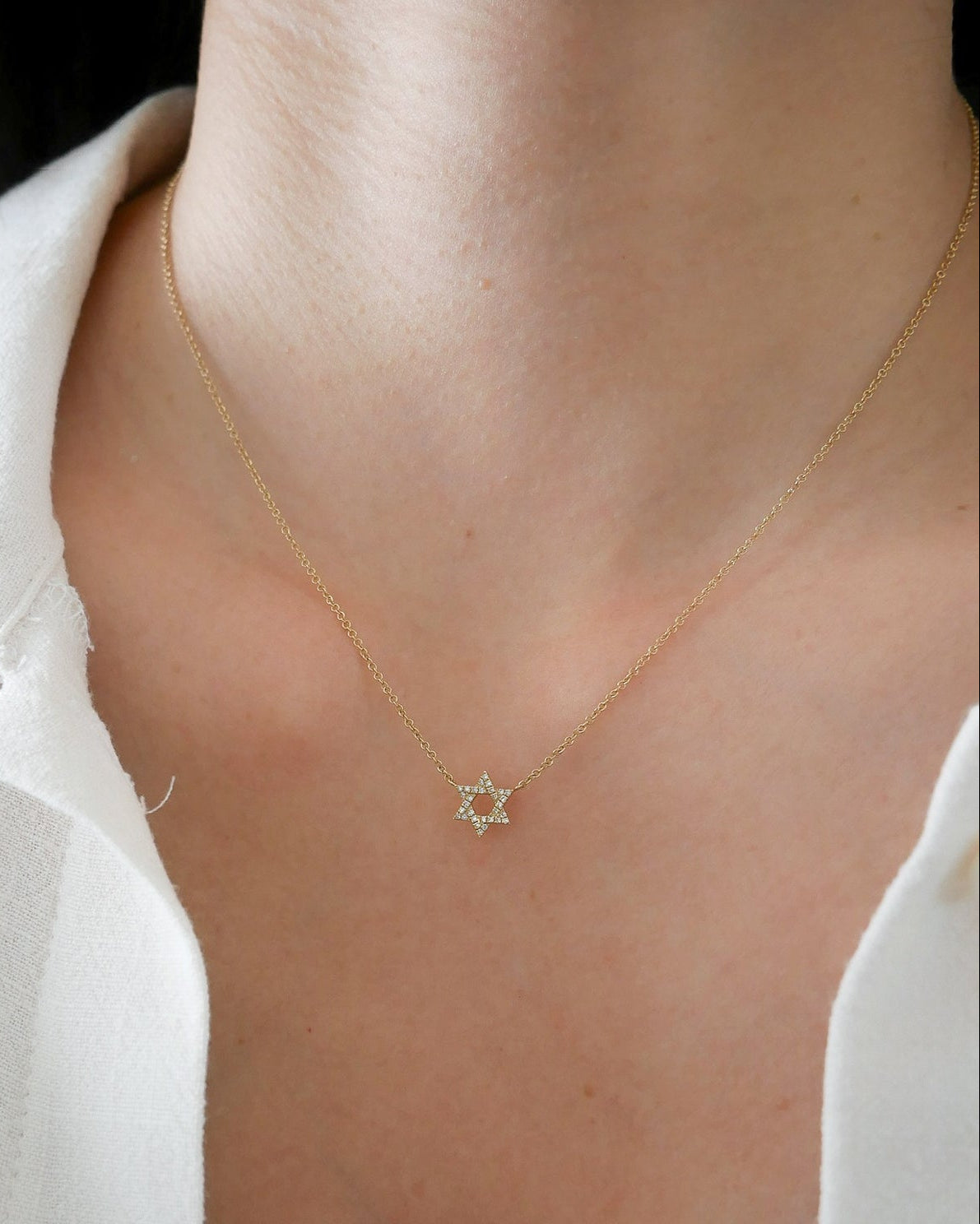 Diamond Star Of David Necklace