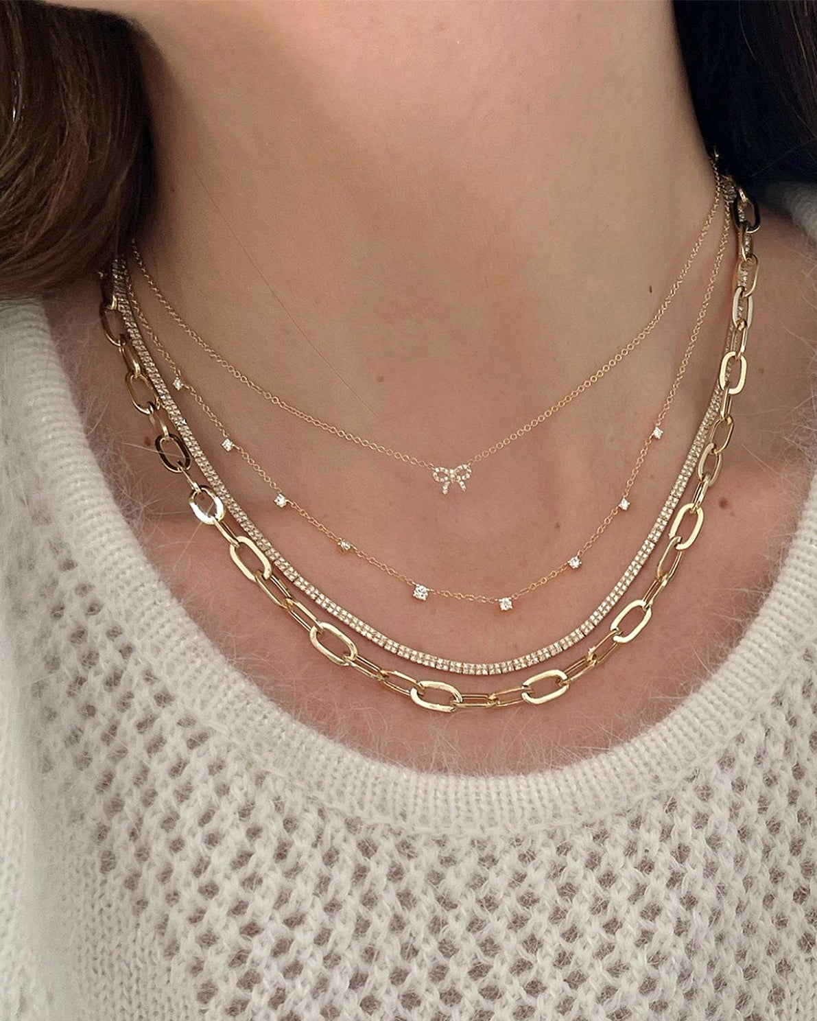 Diamond Mini Bow Necklace