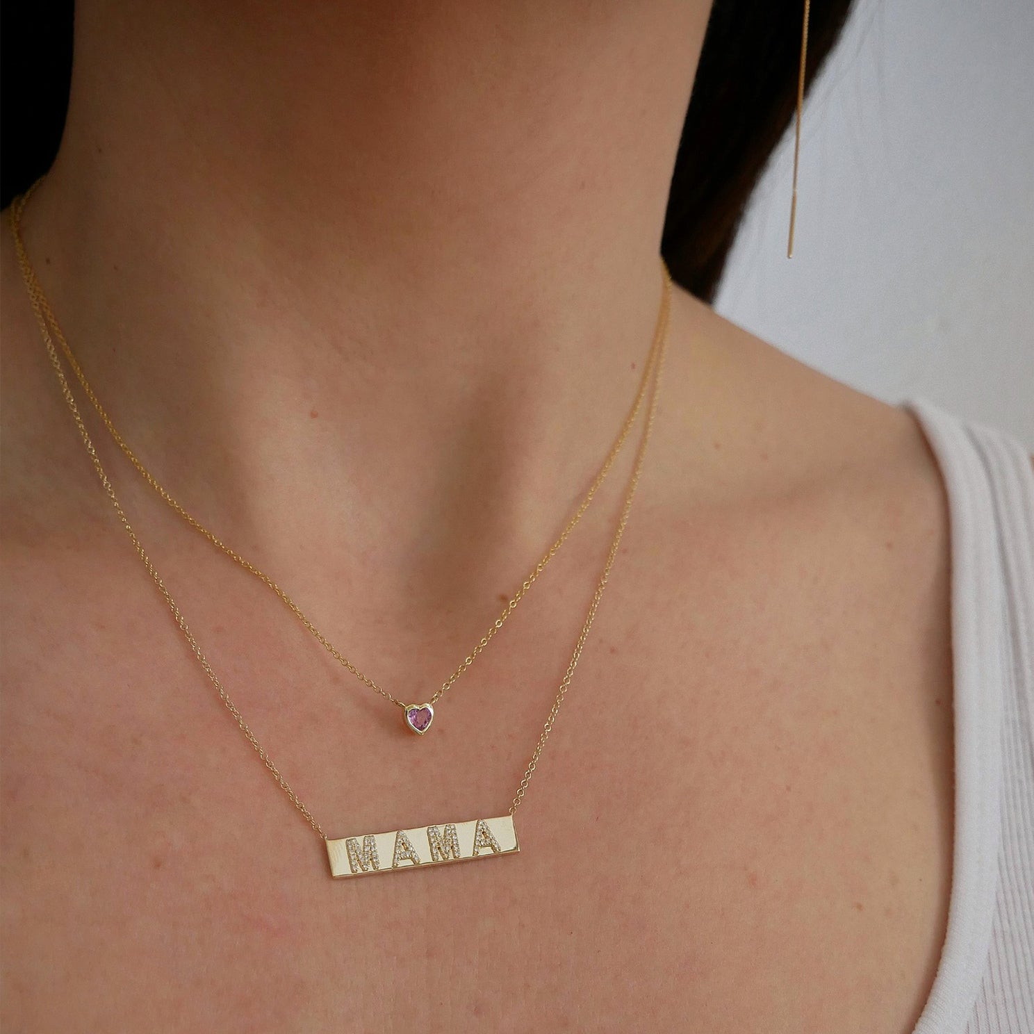 Diamond Mama Nameplate Necklace