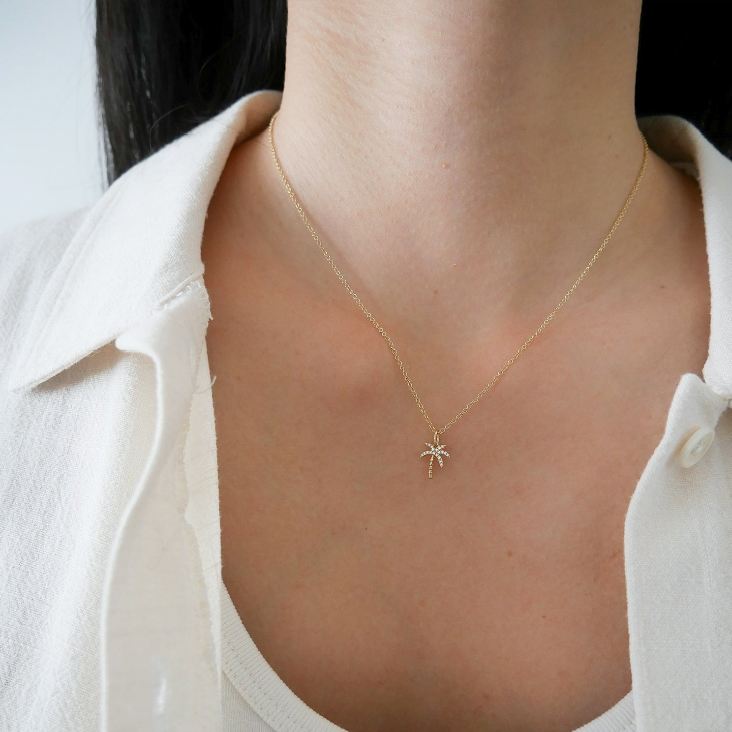 Diamond Wild Palm Necklace