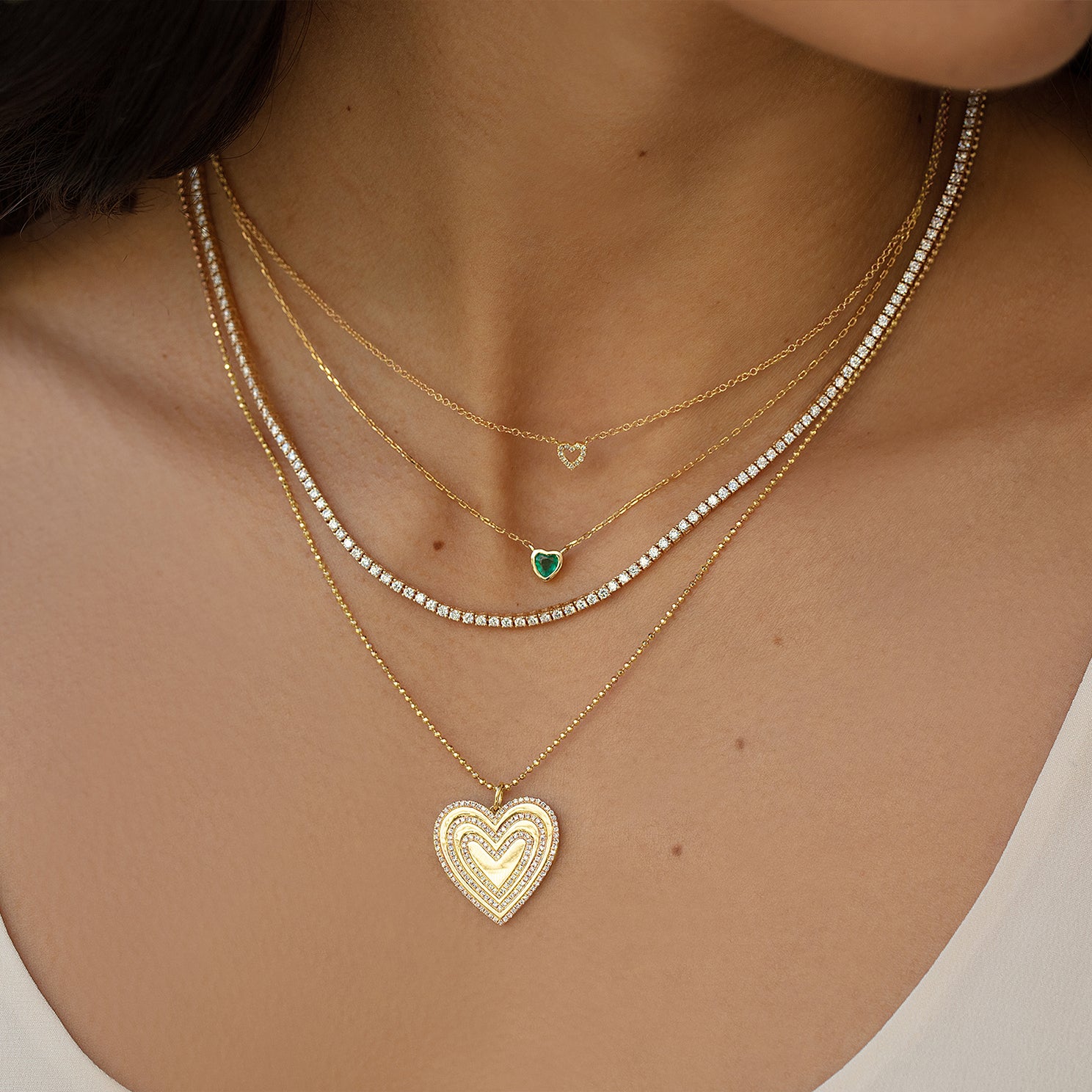 Diamond Baby Open Heart Necklace