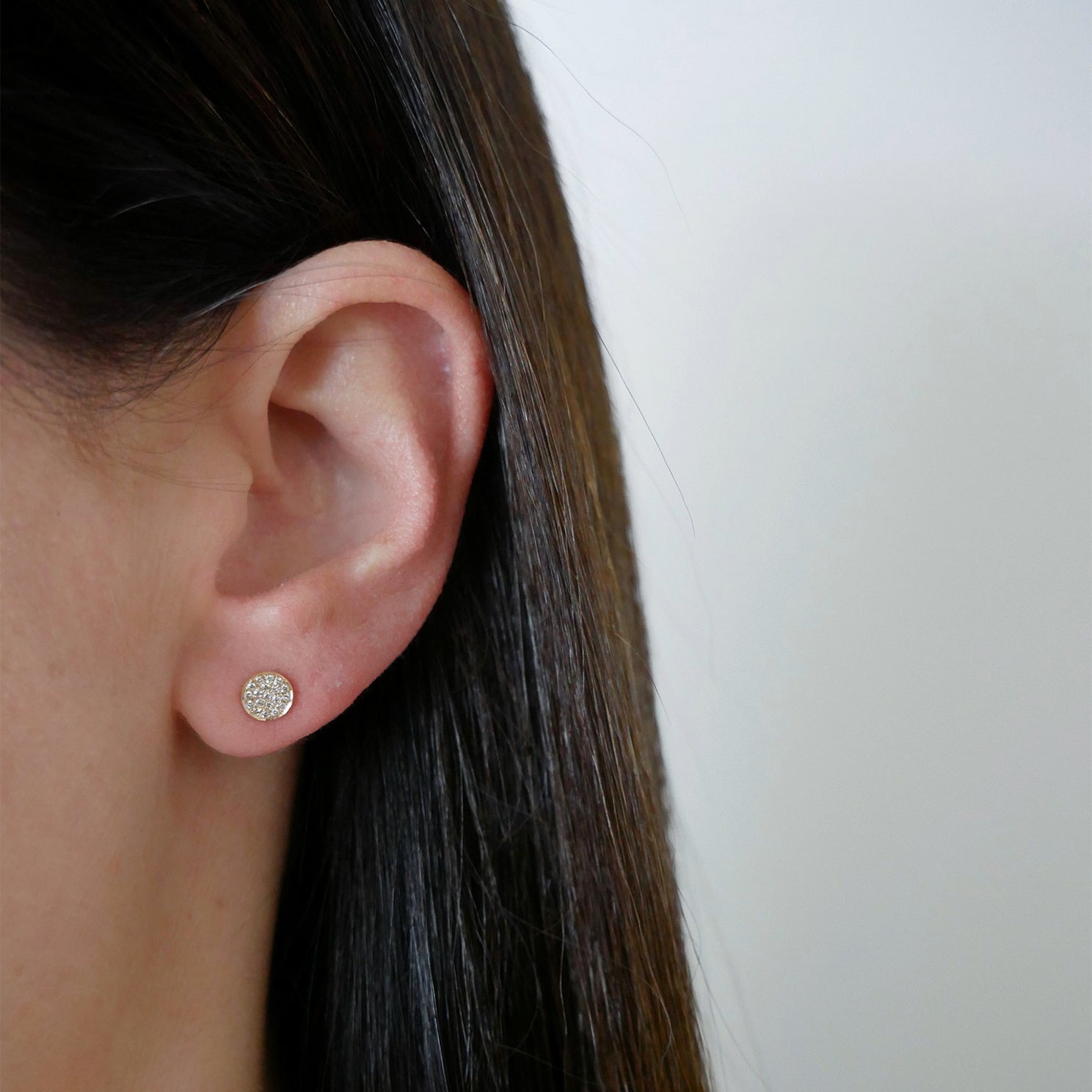Diamond Mini Disc Stud Earrings