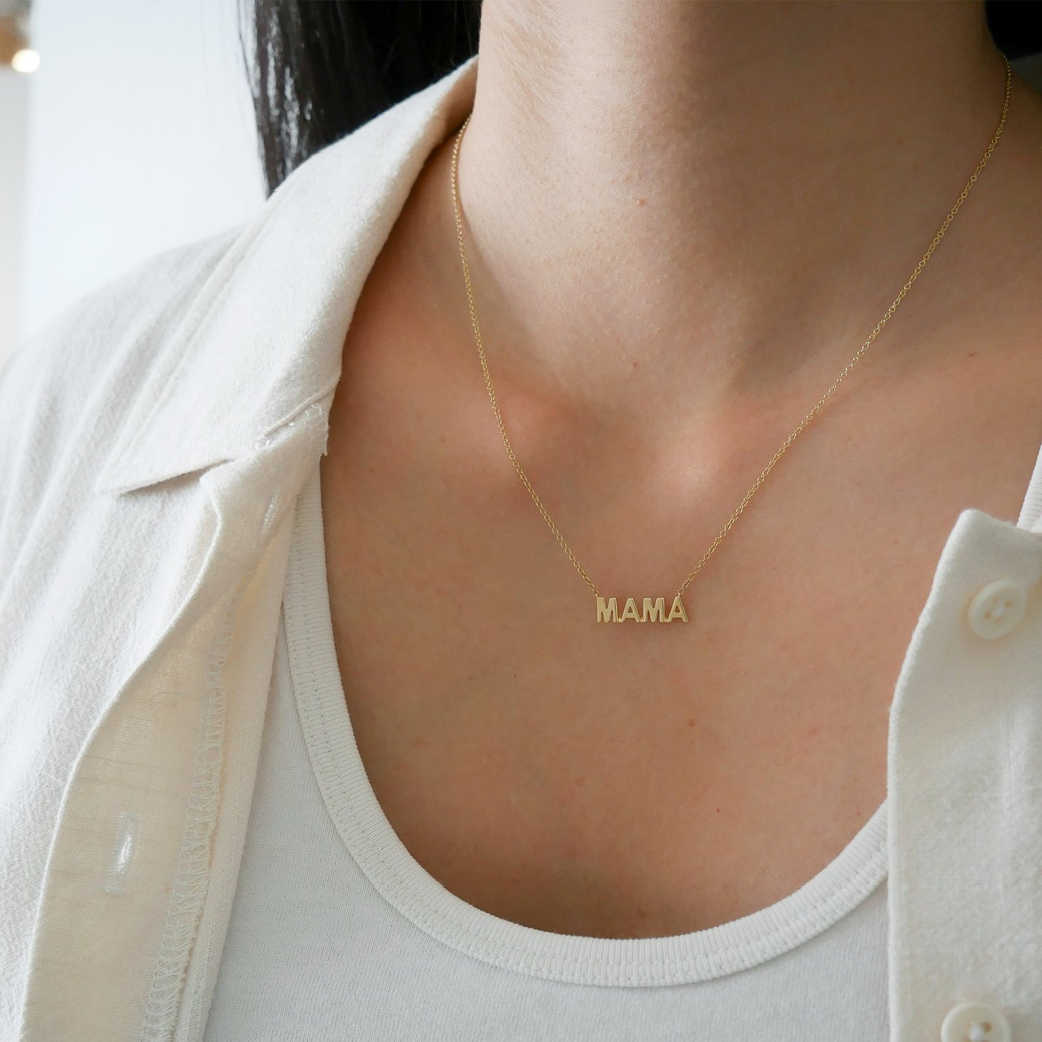 Mini Gold Mama Initial Necklace