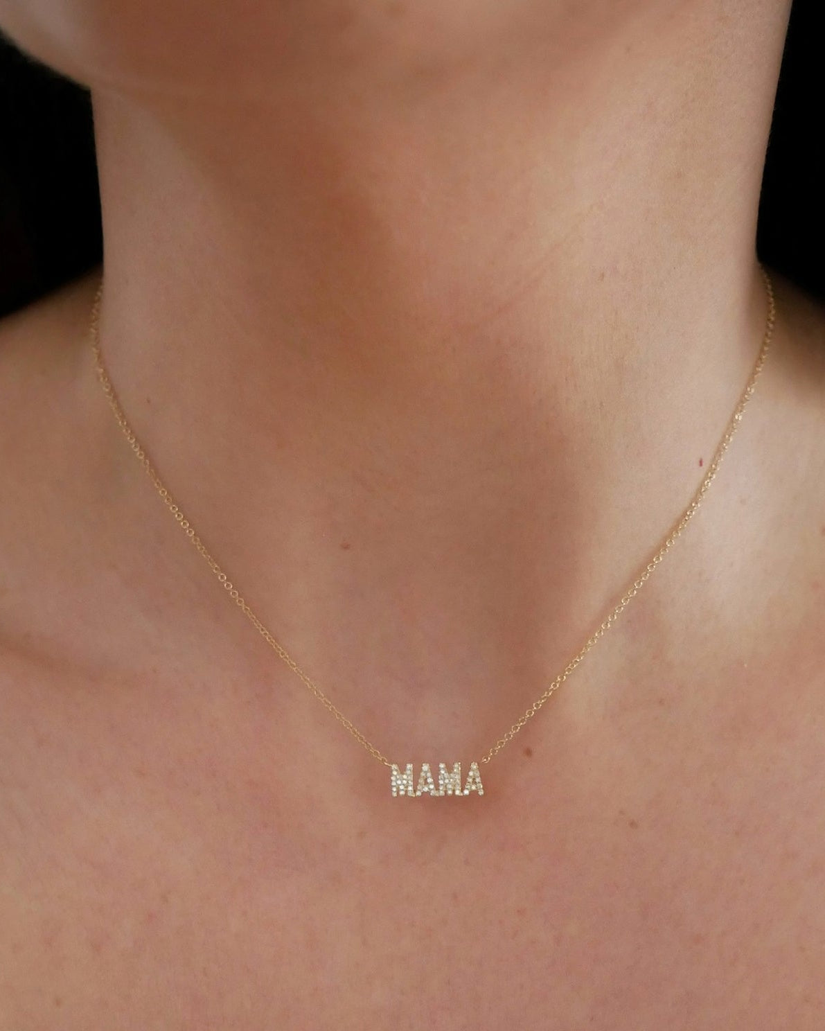 Diamond Block Mama Necklace