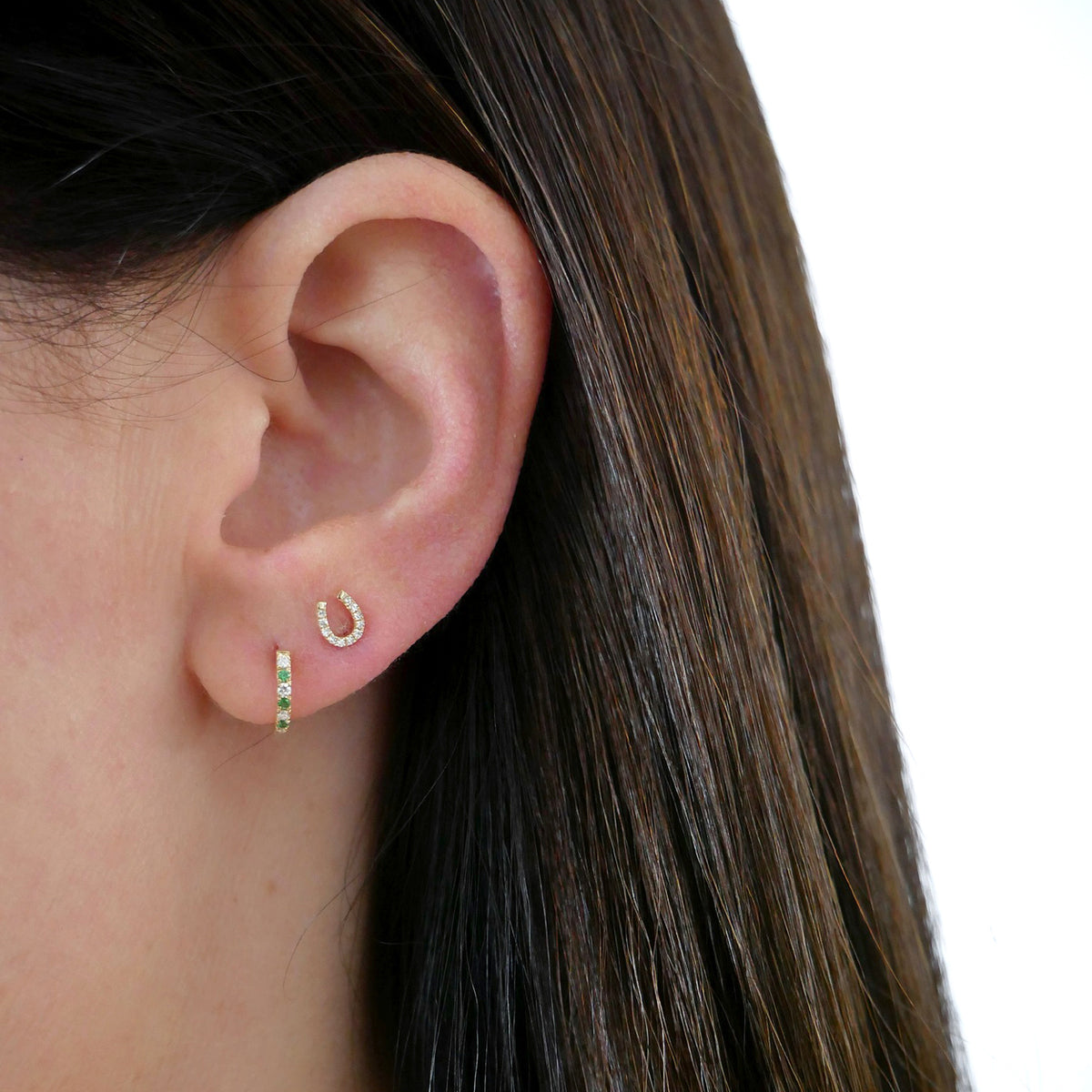 Diamond Mini Horseshoe Stud Earring