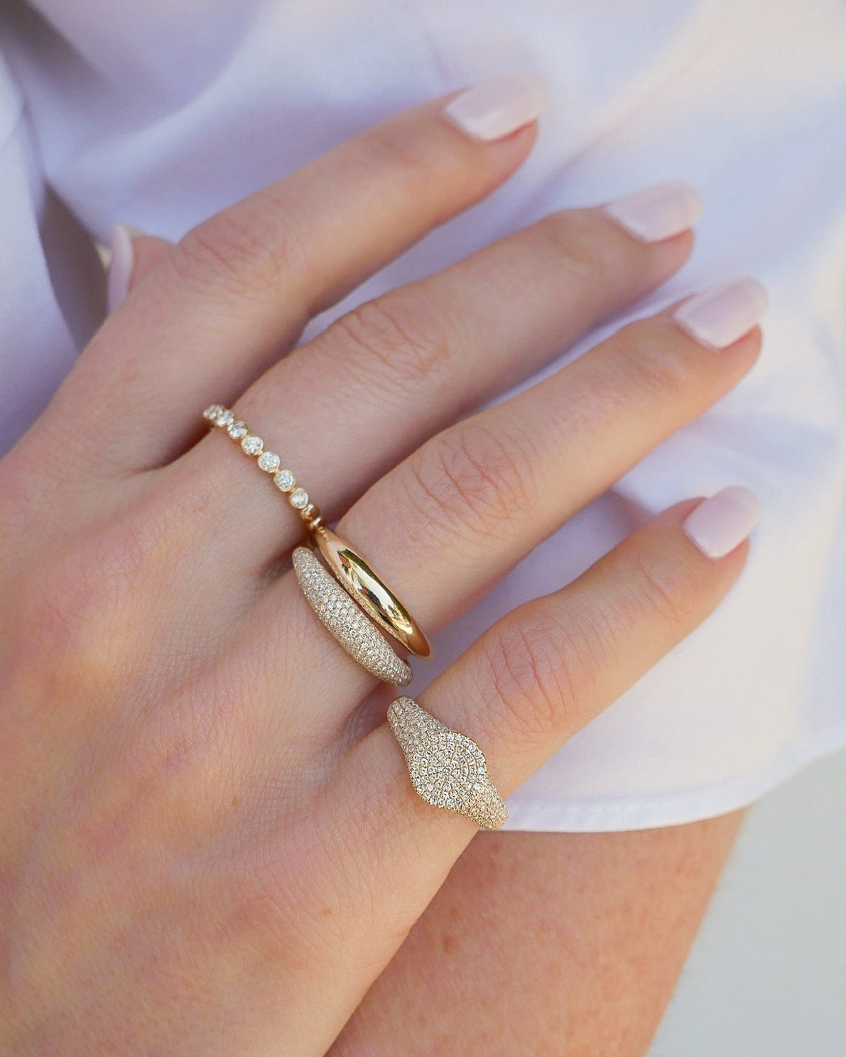 Diamond Bezel Stack Ring