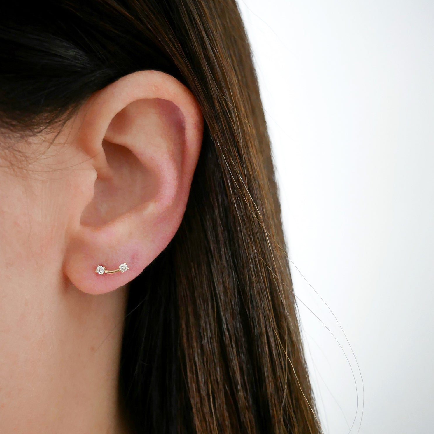 Double Solitaire Stud Earring