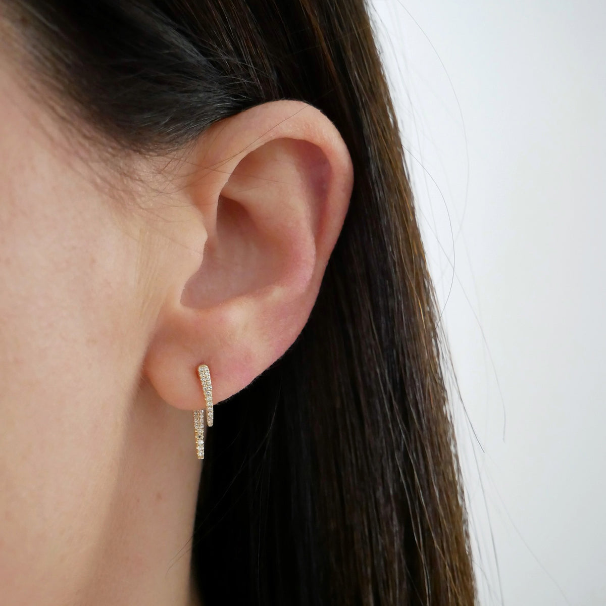 Diamond Hook Stud Earrings