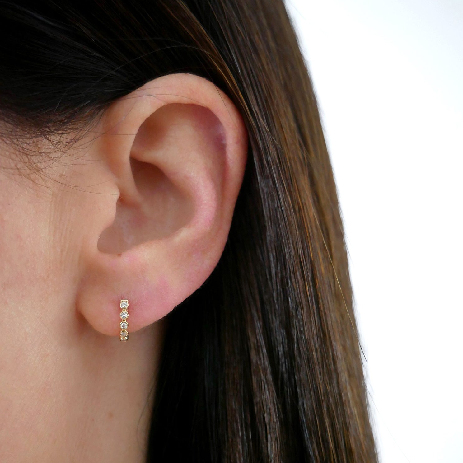 Diamond Bezel Mini Huggie Earring